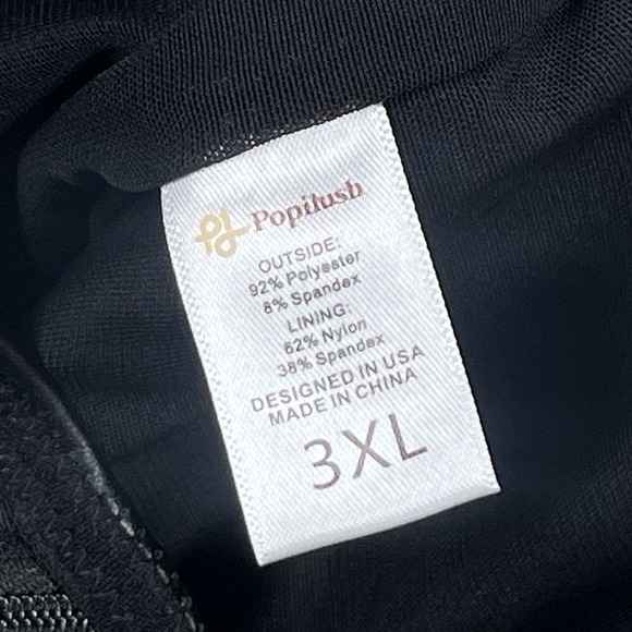 New‎ Popilush Black Faux Leather Thong Bodysuit  Sz 3x Shapewear Tummy Control - Picture 4 of 7